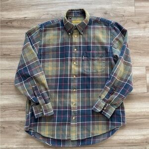 Barbour heritage shirt men’s flannel plaid button up size medium green